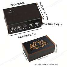 1 pieza Caja de almacenamiento de madera negra mística con patrones de loto, luna triple y árbol de la vida - Organizador de cartas de tarot, cristales y piedras de energía con líneas suaves y construcción duradera - Multicolor - Ver 3