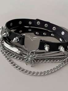 Gothic Style Sexy Spider Chain Heart Necklace, Personalized Dark Style Choker For Women - Multicolor - View 4