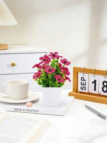 4 pièces Mini plantes artificielles en pot, convient pour la salle de bain, la chambre, le bureau. Fleurs artificielles à finition mate à assembler soi-même. Décoration de printemps de style ferme. Mini plantes artificielles pour étagère de bureau. Mini plantes artificielles en pot pour la décoration de la maison, de la salle de bain, du bureau, plantes artificielles d'intérieur - Blanc - Voir 4