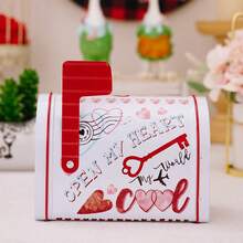 1 pieza Buzón de hierro decorativo, caja de almacenamiento de regalo de decoración del hogar, caja recuerdo, caja de regalo del Día de San Valentín para el intercambio en la escuela, decoración exquisita, regalo único para cumpleaños/vuelta al colegio - Multicolor - Ver 12