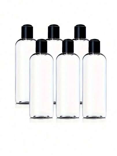 1/3/5pcs 16oz Refillable Transparent Plastic Squeeze Bottles With Black Disc Top Caps, Squeezable Reusable Containers For Shampoo, Lotion, Cream (200ml/100ml/80ml/50ml/30ml), Portable Accessory Storage