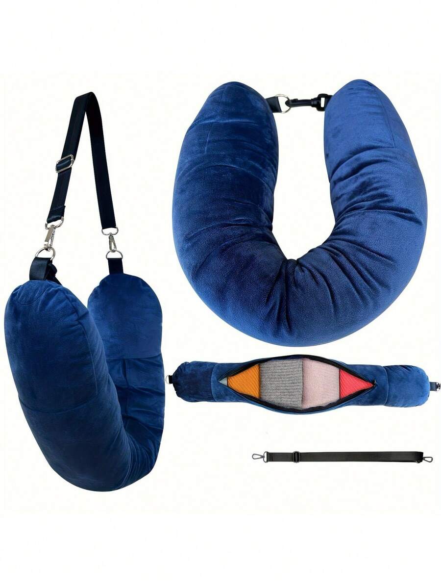 A New Refillable U-Shaped Travel Pillow, Convenient To Carry, Essential For Flights, Daily Use, Travel, Picnics, Outings, And Pool Relaxation
