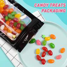 100 Pack Black Mylar Holographic Resealable Bags, Clear Packaging Bag For Retail Product, Odor Proof Foil Pouch Bag For Food Storage, Lipgloss, Jewelry, Small Business Craft Baggies, Candy Bags, Biscuit Bags, Party Bag, Eyelash Packaging For Small Business - Zipper Lock, Smell Proof - 7.5 X 12 cm (3 X 4.7 In) - View 6