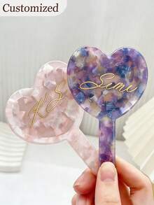 1pc Personalized Makeup Mirror, Mini Customized Handheld Mirror, Powder Compact Mirror, Portable Makeup Mirror, Personalized Women's Pocket Mirror, Suitable For Home, Travel, Makeup Bag, Wedding, Bridesmaid Gift, Multi-Functional, Highly Decorative - Multicolor - View 4