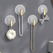5/8pcs Shell Shaped Waterproof Adhesive Hooks - Cute & Durable Design - Easy To Install, Can Hang Towels, Keys And Coats - Suitable For Kitchen, Bathroom Or Bedroom - Fashionable Multifunctional - Multicolor - View 3