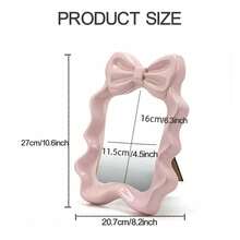 Y2K Style Vanity Mirror, Cute Bow Design Single-Sided Tabletop Makeup Mirror, Compact Desktop Mirror, High-Definition Glass Mirror Surface, Suitable For Bedroom Vanity Or Makeup Table, Portable Small Mirror - Multicolor - View 4