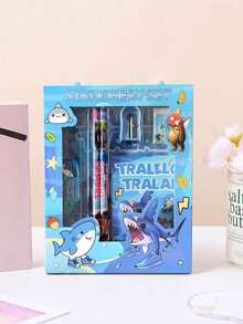 1 Set Italian "Stroke" Stationery Gift Set Including Pencil, Ruler, Pencil Sharpener, Eraser, Notebook, Ideal Back To School, Creative Drawing, Office & Study Supplies, Perfect Birthday Gift - Multicolor - View 2