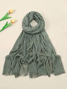 1 Stück rein farbiger, strukturierter, natürlich zerknitterter, atmungsaktiver, weicher, langer muslimischer Kopftuch mit strukturreichem Design - Verschiedenfarbig - Übersicht 15