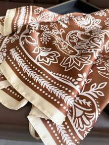 1条复古佩斯利花纹腰果印花真丝围巾，新款春夏领巾，休闲服饰配饰，简约时尚围巾 - 彩色 - 查看 6