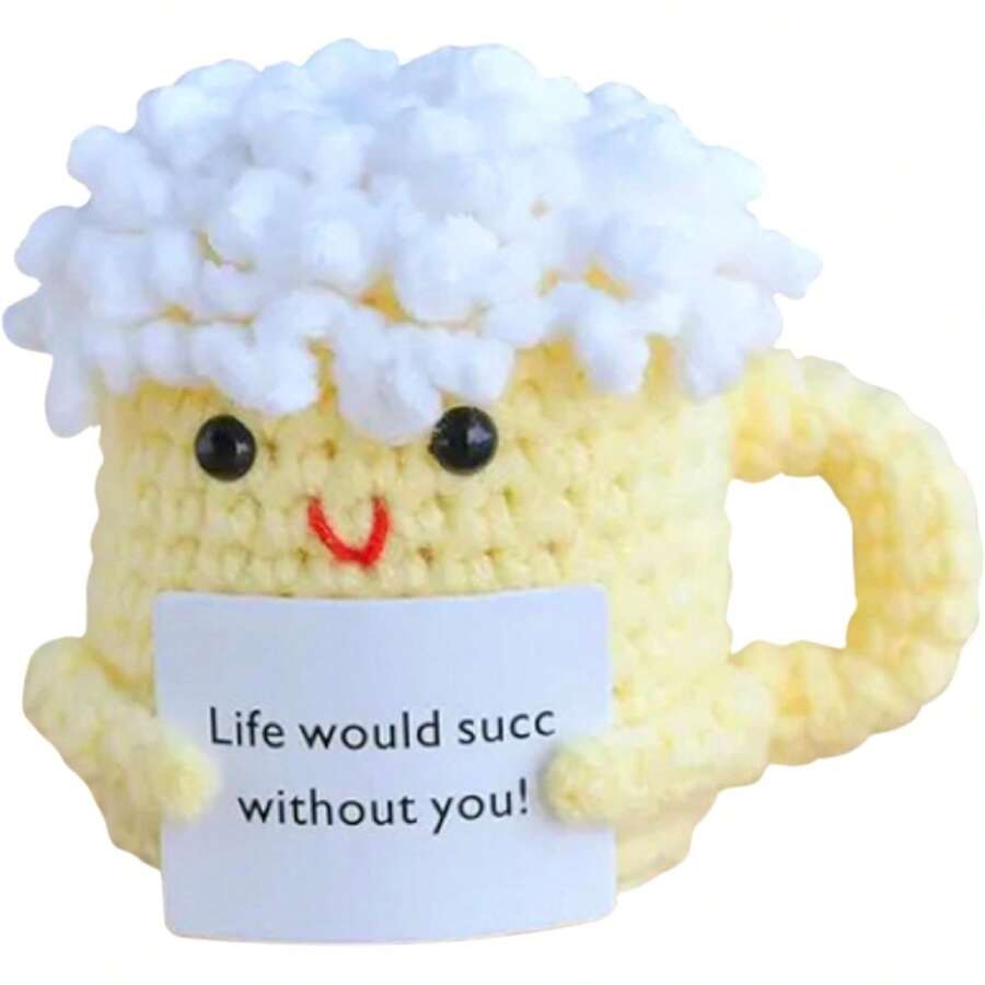 1 buah Boneka Wol Rajutan Tangan Keckmo Berbentuk Mug Bir Unik Ukuran 4 Inci dengan Kartu Motivasi untuk Hadiah Inspiratif, Mendukung Boneka Mug Bir Rajutan, Cocok Sebagai Hadiah Ulang Tahun... - MultiWarna - View 1