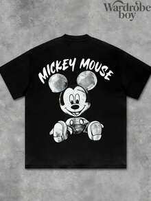 Disney Printed T-Shirt,Mickey Mouse Double-Sided Print T-Shirt, Unisex,High-Quality Pure Cotton T-Shirt,Suitable For All Seasons, Comfortable And Breathable| Exquisite Design | The Best Choice For Giving Gifts - 黑色 - 查看 4