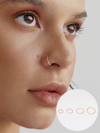 S925纯银镀金鼻环，精致珠宝，适合日常佩戴和派对场合