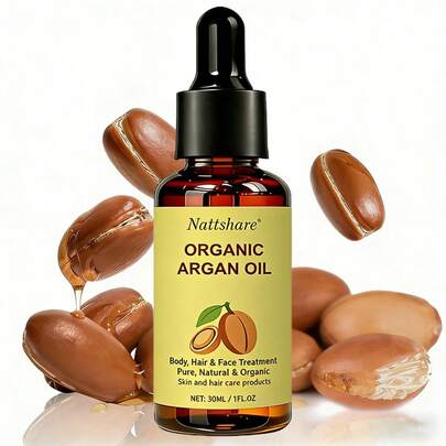 1 Fl Oz/30ml Organic Moroccan Hair Oil, For Wet Or Dry Hair, Enriched With Moroccan Argan Oil, Suitable For Damaged, Fragile Hair - Breakage And Frizz, Enhances Shine And Scalp Health - For All Hair Types, Ideal Gift For Holidays