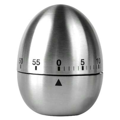 Egg-Shaped Stainless Steel Mechanical Kitchen Timer: 60-Minute Rotating Timer For Cooking And Learning.