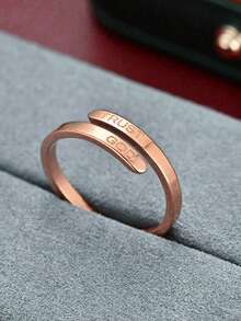 1 pieza Anillo de acero inoxidable ajustable de doble capa con el texto "Confía en Dios", adecuado para hombres y mujeres, talla única - CONFÍA EN DIOS - Ver 10