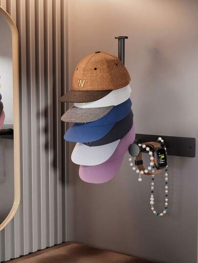 1PC No-Drill, Large-Capacity, Multi-Functional Wall-Mounted Storage Rack Saves Space And Is Suitable For Storing Hats, Hair Ties, Toilet Paper, Cling Film, Watches, And Other Items. It Is An Ideal Choice For Family Bedrooms, Bathrooms, Kitchens.