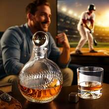 1000ml Large-Capacity Luxury Whiskey Decanter Creative Baseball-Shaped Wine Bottle Perfect For Birthdays Anniversaries Father Husband Boyfriend Gifts Home Bar Party Use - Transparent - View 12