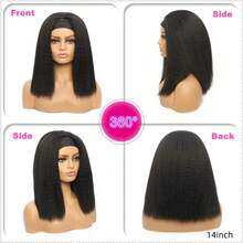 (Natural Black, 14 Inch) Curly Straight Hair Headband Wig, Synthetic Straight Bobo Wig Soft Natural No-Glue Headband Wig, Suitable For Daily Use Or Parties - Black - View 4