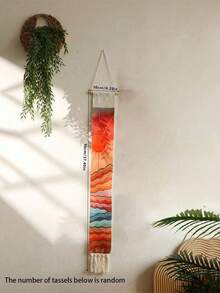 1件/2件套中世纪现代风格日落海洋挂毯，波西米亚抽象太阳波浪流苏壁挂，简约海岸几何墙饰，适用于卧室和客厅，大地色系壁挂，适合波西米亚风和自然爱好者的礼物 - 彩色 - 查看 12