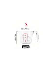 1pc Heat-Resistant Glass Measuring Cup With Markings, Large Capacity Stackable For Easy Storage, Coffee Measuring Cup With Spout Design For Easy Pouring, Transparent Container For Baking, Multipurpose Kitchen Tool Suitable For Kitchen, Baking And Microwave, With Precise Markings And Ergonomic Handle - Transparent - View 11