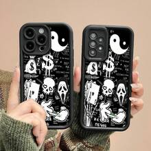 Elementos de estilo grunge en blanco y negro. Fundas compatibles con , Apple, VIVO, OPPO, , Transsion, ,  y Honor. Fabricadas en silicona TPU, ofrecen protección contra golpes y caídas. - Negro - Ver 4