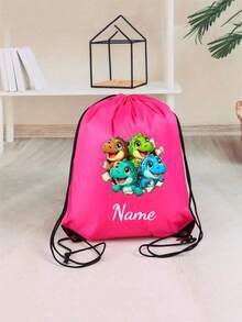 This Customized Drawstring Large Capacity Backpack Features A Dinosaur Print Pattern, Very Suitable For Sports Or Cycling. You Can Also Customize It With Your Name Or Holiday Greetings Printed On It. - Multicolor - View 8