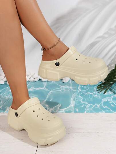 女童时尚镂空套脚鞋，柔软舒适，轻便透气，适合海滩度假，厚底室内/室外花园凉鞋