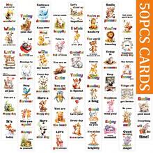 50pcs Cute Animal Encouragement Cards - Cartoon Theme, Positive Affirmation Cards With Inspirational Messages, Lunch Box Notes, Motivational Cards For Friends, Colleague And Family - A - View 7