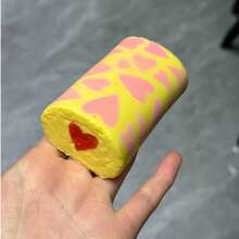 Soft & Slow Rising Heart-Shaped Cake Roll Squishy Toy, Stress Relief Squeeze Toy - Multicolor - View 5