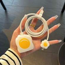 4pcs Silicone Cute Egg-Shaped Cable Protector Sleeves, Suitable Compatible With Apple 20W Charger - Multicolor - View 2