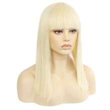 Light Blonde Straight Bob Wig With Bangs, K-Pop Style, High Quality Wigs For Ladies & Cosplay Enthusiasts - Champagne - View 5