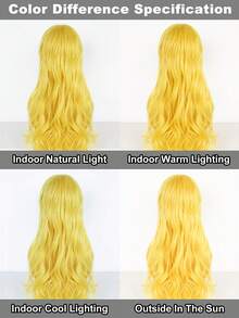 日常佩戴亮黄色长卷发假发，女士款，高品质合成发丝，完美打造韩流造型和轻度动漫角色扮演。 - 黃色 - 查看 9