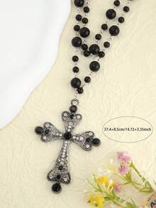 1 chiếc vòng cổ đính hạt kiểu Gothic với mặt dây chuyền hình thánh giá dành cho nữ - vòng cổ kiểu Gothic - Xem 2