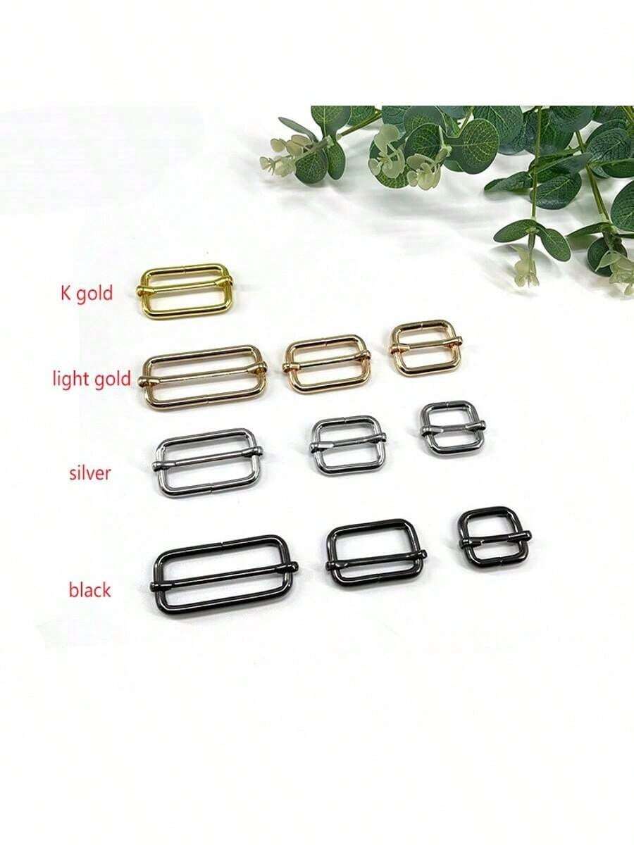 10 piezas/paquete [Hebilla de bolso de metal DIY] Hebilla de relajación Accesorios de metal de tres engranajes Accesorios de bolso de metal DIY Hebilla ajustable Anillo de carácter japonés Accesorios de hebilla de cinturón, Fabricación de billeteras DIY