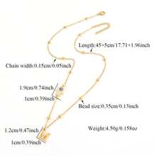 1件经典哈姆萨之手吊坠项链，不锈钢珠链，女士款 - 金黃色 - 查看 2