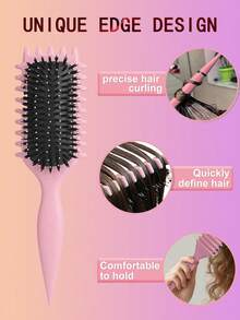 Flex Curl Styling Brush 7件套粉色假发护理入门套装 - 包括卷发造型梳、发际线分缝梳、发际线控制梳、喷雾瓶和假发造型头皮按摩器 - 彩色 - 查看 6