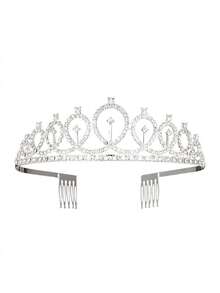 1个女孩生日皇冠，新娘派对水钻发饰，生日头箍，合金皇冠 - 彩色 - 查看 13