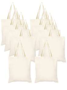 paquete de 1/3/5/10 bolsas de lona de 4 tamaños (Mini/S/M/L) - Bolsas reutilizables para la compra de comestibles con cremallera, bolsas para manualidades y pintura, recuerdos de fiesta, despedida de soltera, regalo de boda, bolsa de lona reutilizable, uso diario estético, recuerdo de fiesta, bolsa de regalo de lona para Eid, bolsa de lona premium para Ramadán y Eid - Beis - Ver 1