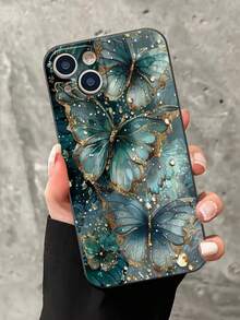 精密穿孔绿松石蝴蝶彩绘防震手机壳，兼容 P14 Pro Max、P13、P11、P12、XR、7/8、GES2、XS、P15、P16、P16 Pro、Galaxy S24、A03s、A03 Core、A04、A12、A13、A14、A21s、A22、A23、A24、A32、A33、A34、A51、A52、A53、A54、A71、A72、A73、S20 FE、S21、S22、9、9A、10A、10C、Note 9、Note 10、Note 11、Note 12、12C - 彩色 - 查看 3