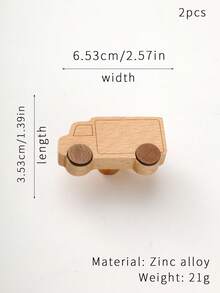 2个儿童房抽屉/橱柜门拉手，汽车造型木质单孔小旋钮 - 櫸木 - 查看 12