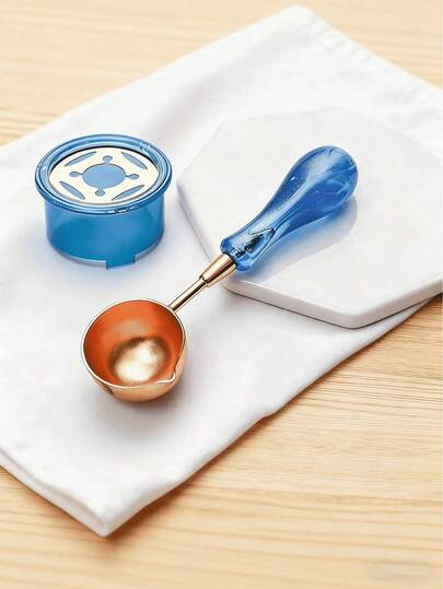 A Blue Spoon And A Blue Fire Paint Stove, Fire Paint Seal Accessories Can Be Used For Envelope Invitations, Wax Refining.