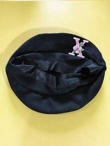 1 chiếc mũ beret nữ màu trơn, trang trí 26 chữ cái bằng ngọc trai, mũ thời trang thường ngày thanh lịch kiểu retro có thể điều chỉnh, quà tặng phong cách đường phố tối giản - màu đen - Xem 10