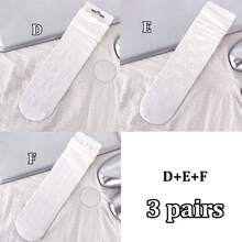 1/3/6 Pairs Women White Lace Hollow Out Socks, Heart Pattern Mid-Calf Socks, Sweet Lolita Style Socks, Straight Tube Socks Without Heels - White - View 19