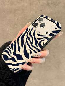 GIIPPA 1. 海军蓝和米色斑马纹设计手机壳，适用于 17 Pro Max，也适用于16 Pro Max、15 Pro Max、14 Pro Max，韩版时尚趣味手机壳，兼容11/12/13/14/15/16 Pro Max Plus，优雅设计男女皆宜，是圣诞节、情人节、复活节、婚礼季和生日送给女友的理想礼物 - 藍白色 - 查看 7