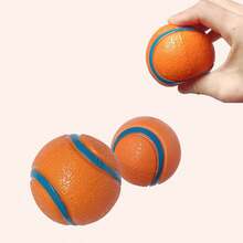 1pc Elastic Dog Ball - Cleans Teeth, Waterproof, Suitable For Training & Play, Bright Orange & Blue - For Medium Dogs - Orange - View 11