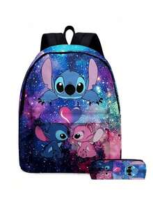 Bộ 2 món Stitch: Bộ ba lô và hộp bút hình Stitch hoạt hình in 3D toàn thân, ba lô học sinh dung tích lớn, túi đựng đồ du lịch, túi đựng mỹ phẩm, hộp trang điểm. - Nhiều màu - Xem 11