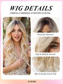 TOPSHE 24-Inch Long Ombre Curly Synthetic Heat-Resistant Wig With Bangs, Suitable For Women Cosplay, Party, Daily Wear, Dance, Wedding And Music Festival - Ombre - View 7