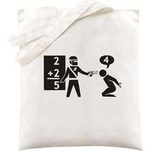 Canvas Shoulder Bag For Men And Women - Fun A..B. Unisex Reusable Shopping Bags With Graphic Design - White - View 6