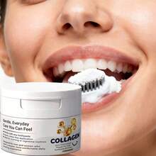 胶原蛋白牙龈护理牙粉，美白牙齿，去除牙菌斑，牙齿美白剂，口腔卫生清洁，清新口气，温和清洁牙垢和牙渍，消除异味，口腔护理，保持口气清新 - 薄荷色 - 查看 1