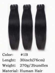 #1B 12A 真人发束 14-32 英寸直发 未经加工 编织发 3 束 真人发 自然黑 - Natural Black - 查看 9